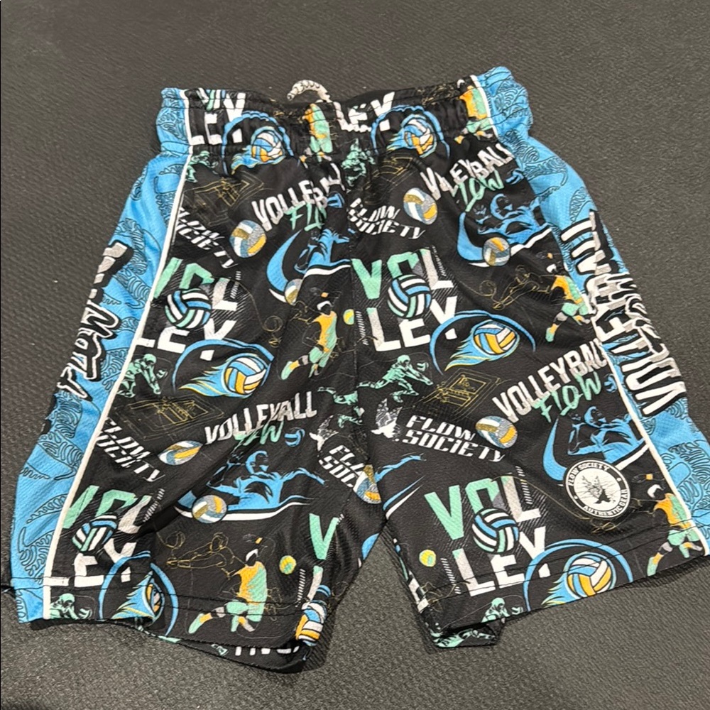 Flow Society Blue and Black Volleyball Print Shorts
